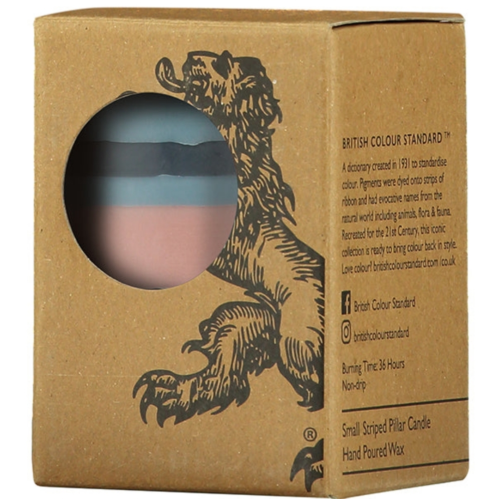 British Color Std, Striped Candle in Blue and Pink in Box - Picture 2 of 2